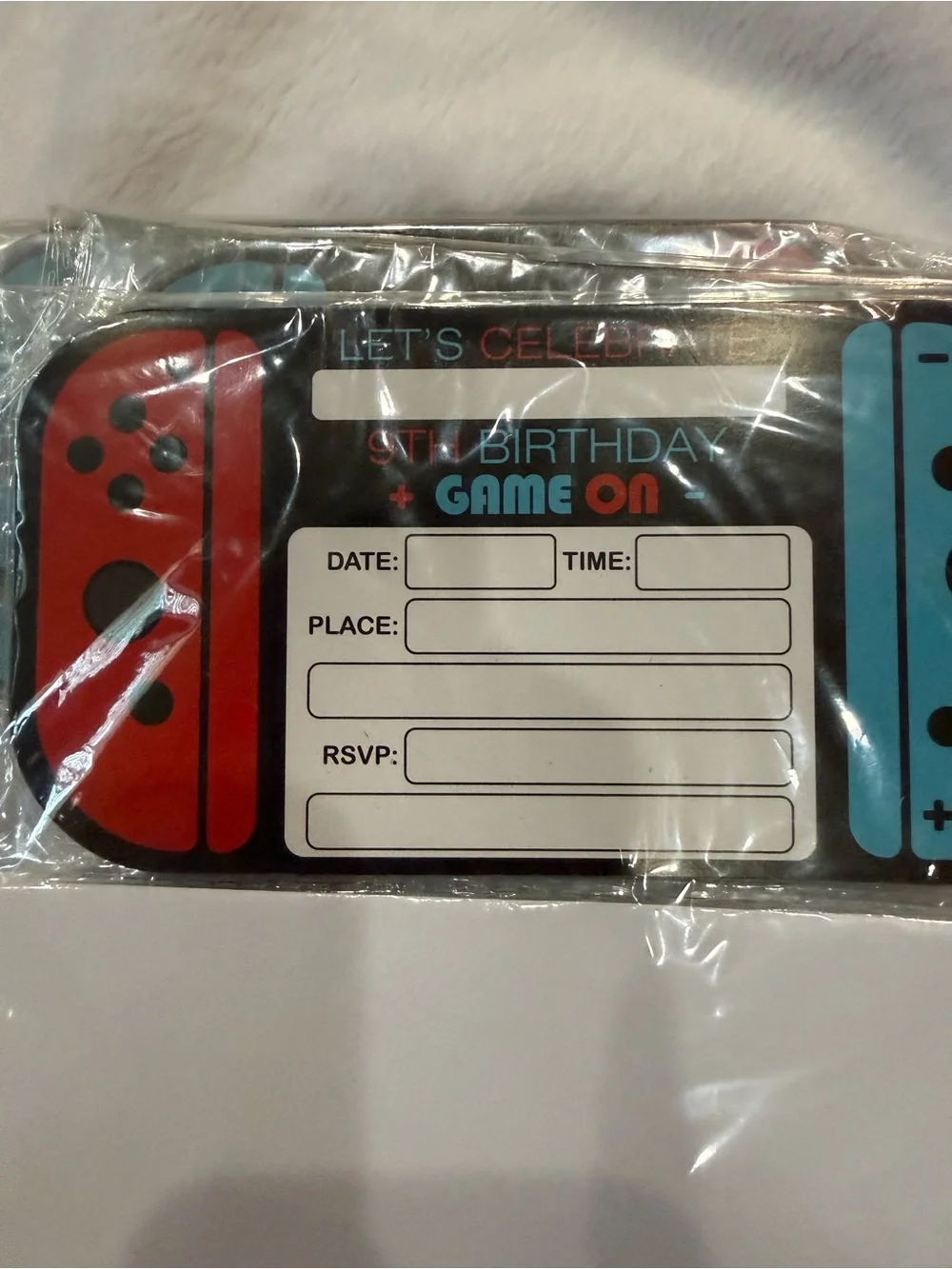 Unlabeled You're a Level Up Game-Themed Party Invitation Cards - Blue & Red